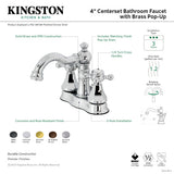 Metropolitan FSC1600BX Two-Handle 3-Hole Deck Mount 4" Centerset Bathroom Faucet with Pop-Up Drain, Matte Black