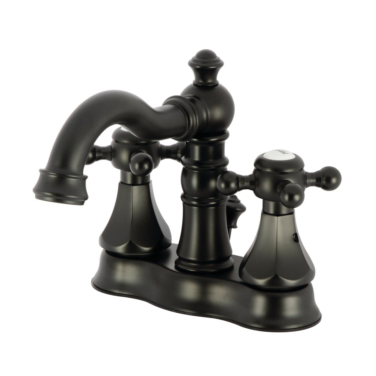 Metropolitan FSC1600BX Two-Handle 3-Hole Deck Mount 4" Centerset Bathroom Faucet with Pop-Up Drain, Matte Black