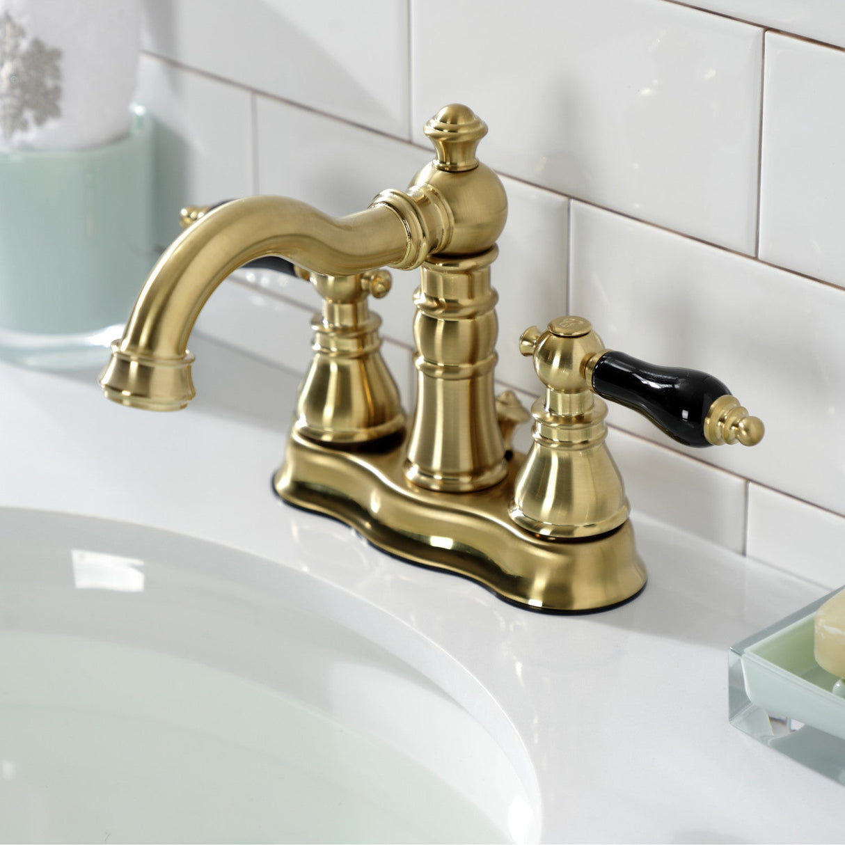 Duchess FSC1603AKL Two-Handle 3-Hole Deck Mount 4" Centerset Bathroom Faucet with Pop-Up Drain, Brushed Brass