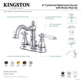 American Patriot FSC1603APL Two-Handle 3-Hole Deck Mount 4" Centerset Bathroom Faucet with Pop-Up Drain, Brushed Brass