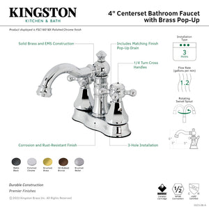 Metropolitan FSC1603BX Two-Handle 3-Hole Deck Mount 4" Centerset Bathroom Faucet with Pop-Up Drain, Brushed Brass