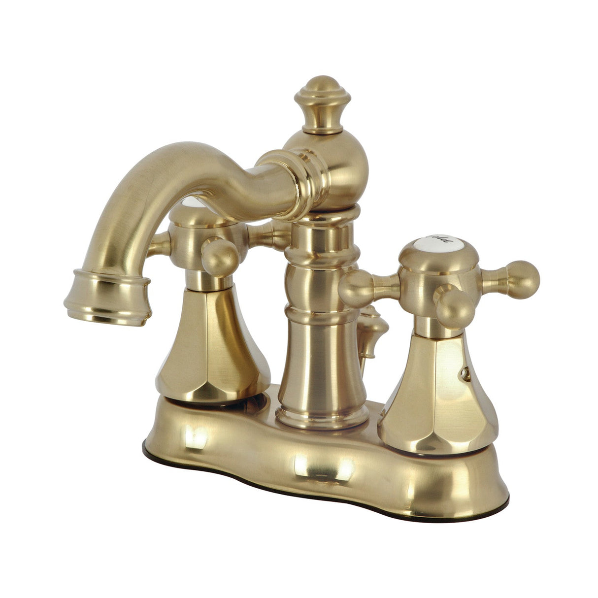 Metropolitan FSC1603BX Two-Handle 3-Hole Deck Mount 4" Centerset Bathroom Faucet with Pop-Up Drain, Brushed Brass