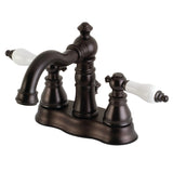 American Patriot FSC1605APL Two-Handle 3-Hole Deck Mount 4" Centerset Bathroom Faucet with Pop-Up Drain, Oil Rubbed Bronze