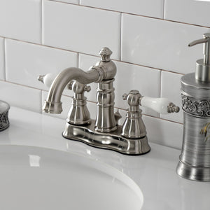 American Patriot FSC1608APL Two-Handle 3-Hole Deck Mount 4" Centerset Bathroom Faucet with Pop-Up Drain, Brushed Nickel