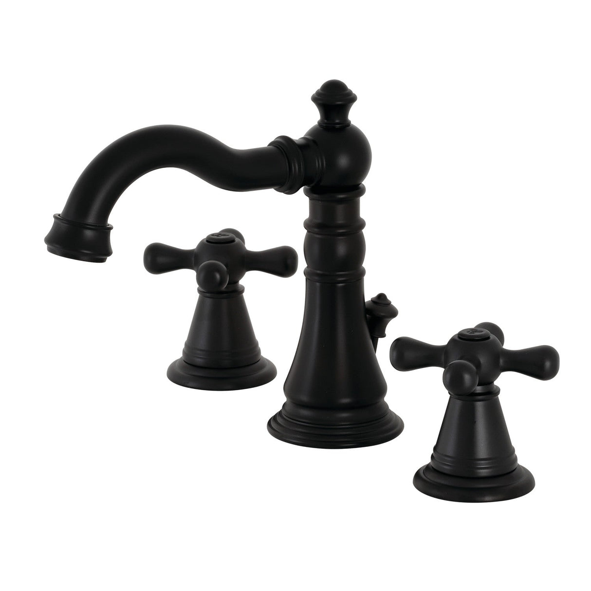 American Classic FSC1970AAX Two-Handle 3-Hole Deck Mount Widespread Bathroom Faucet with Brass Pop-Up, Matte Black