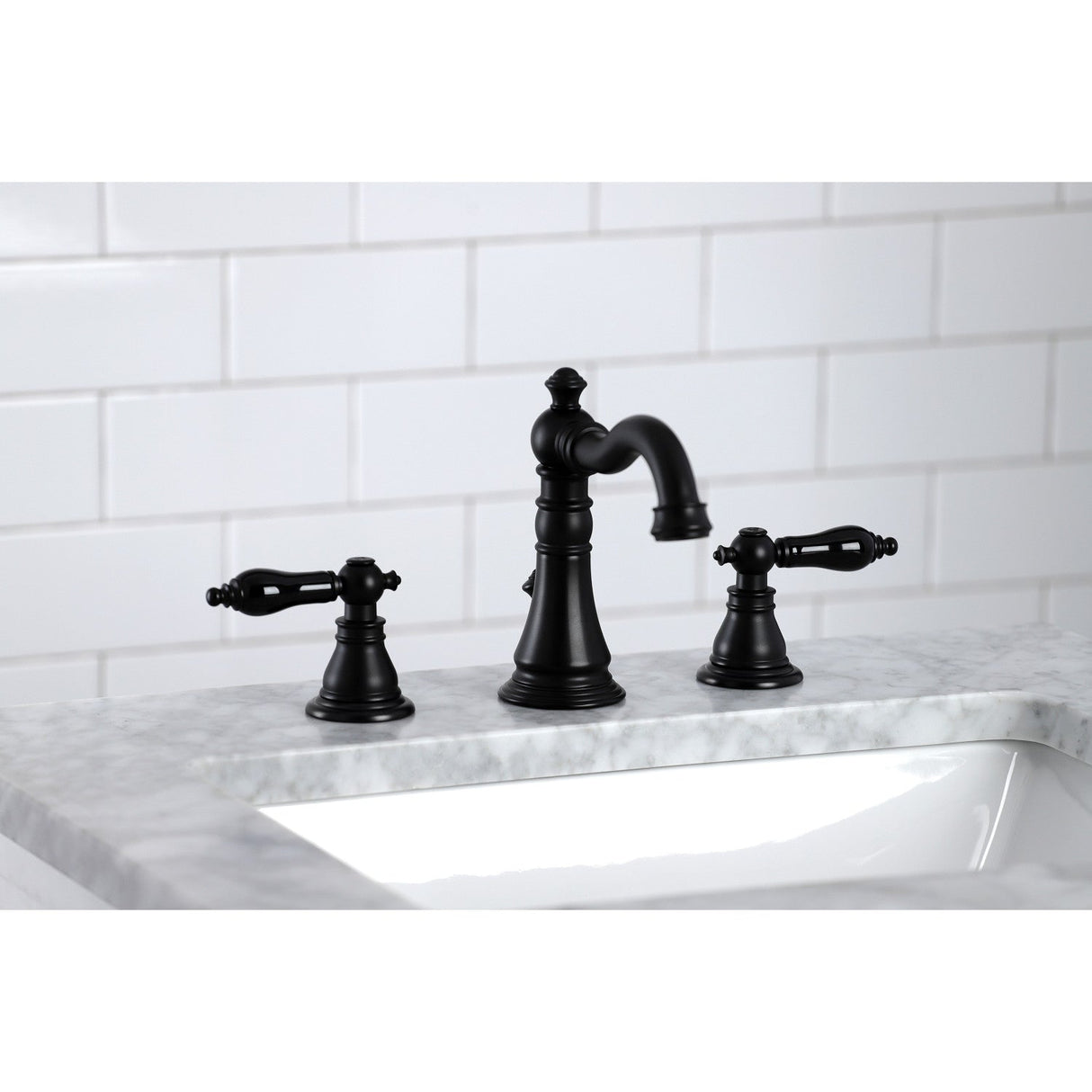 Duchess FSC1970AKL Two-Handle 3-Hole Deck Mount Widespread Bathroom Faucet with Brass Pop-Up, Matte Black