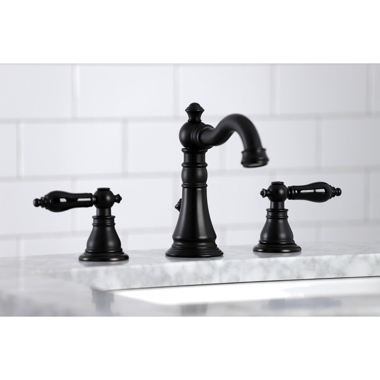 Duchess FSC1970AKL Two-Handle 3-Hole Deck Mount Widespread Bathroom Faucet with Brass Pop-Up, Matte Black