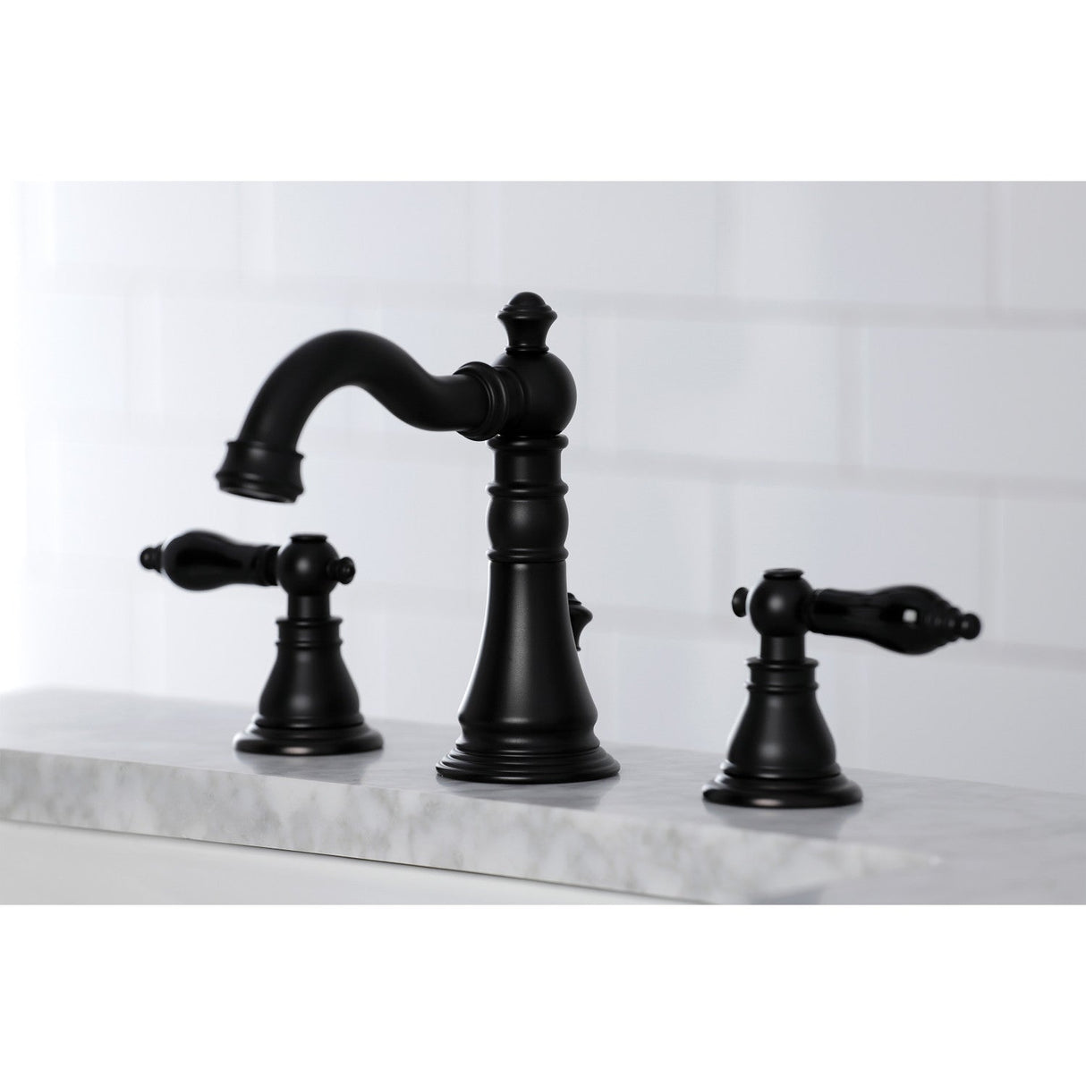 Duchess FSC1970AKL Two-Handle 3-Hole Deck Mount Widespread Bathroom Faucet with Brass Pop-Up, Matte Black