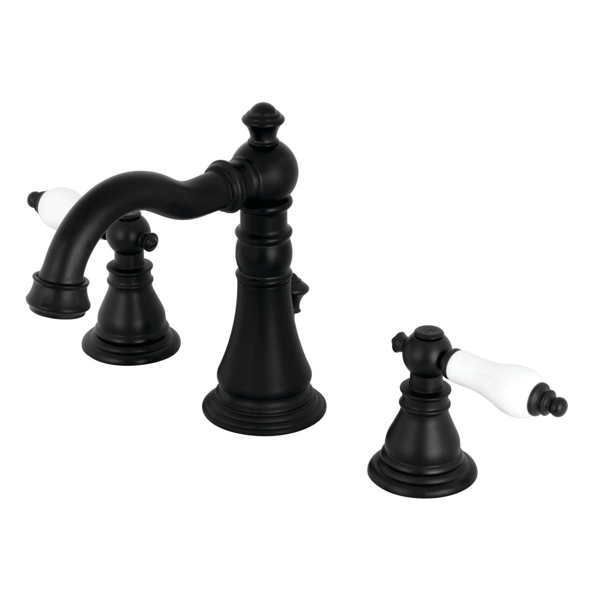 American Patriot FSC1970APL Two-Handle 3-Hole Deck Mount Widespread Bathroom Faucet with Brass Pop-Up, Matte Black