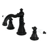 American Patriot FSC1970APL Two-Handle 3-Hole Deck Mount Widespread Bathroom Faucet with Brass Pop-Up, Matte Black