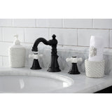 American Classic FSC1970APX Two-Handle 3-Hole Deck Mount Widespread Bathroom Faucet with Brass Pop-Up, Matte Black