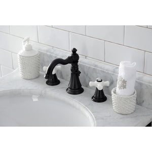 American Classic FSC1970APX Two-Handle 3-Hole Deck Mount Widespread Bathroom Faucet with Brass Pop-Up, Matte Black