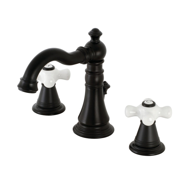American Classic FSC1970APX Two-Handle 3-Hole Deck Mount Widespread Bathroom Faucet with Brass Pop-Up, Matte Black