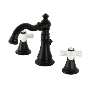 American Classic FSC1970APX Two-Handle 3-Hole Deck Mount Widespread Bathroom Faucet with Brass Pop-Up, Matte Black