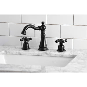 American Classic FSC1970AX Two-Handle 3-Hole Deck Mount Widespread Bathroom Faucet with Brass Pop-Up, Matte Black