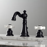 American Classic FSC1970PX Two-Handle 3-Hole Deck Mount Widespread Bathroom Faucet with Brass Pop-Up, Matte Black