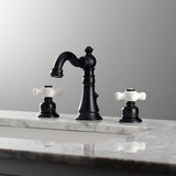 American Classic FSC1970PX Two-Handle 3-Hole Deck Mount Widespread Bathroom Faucet with Brass Pop-Up, Matte Black