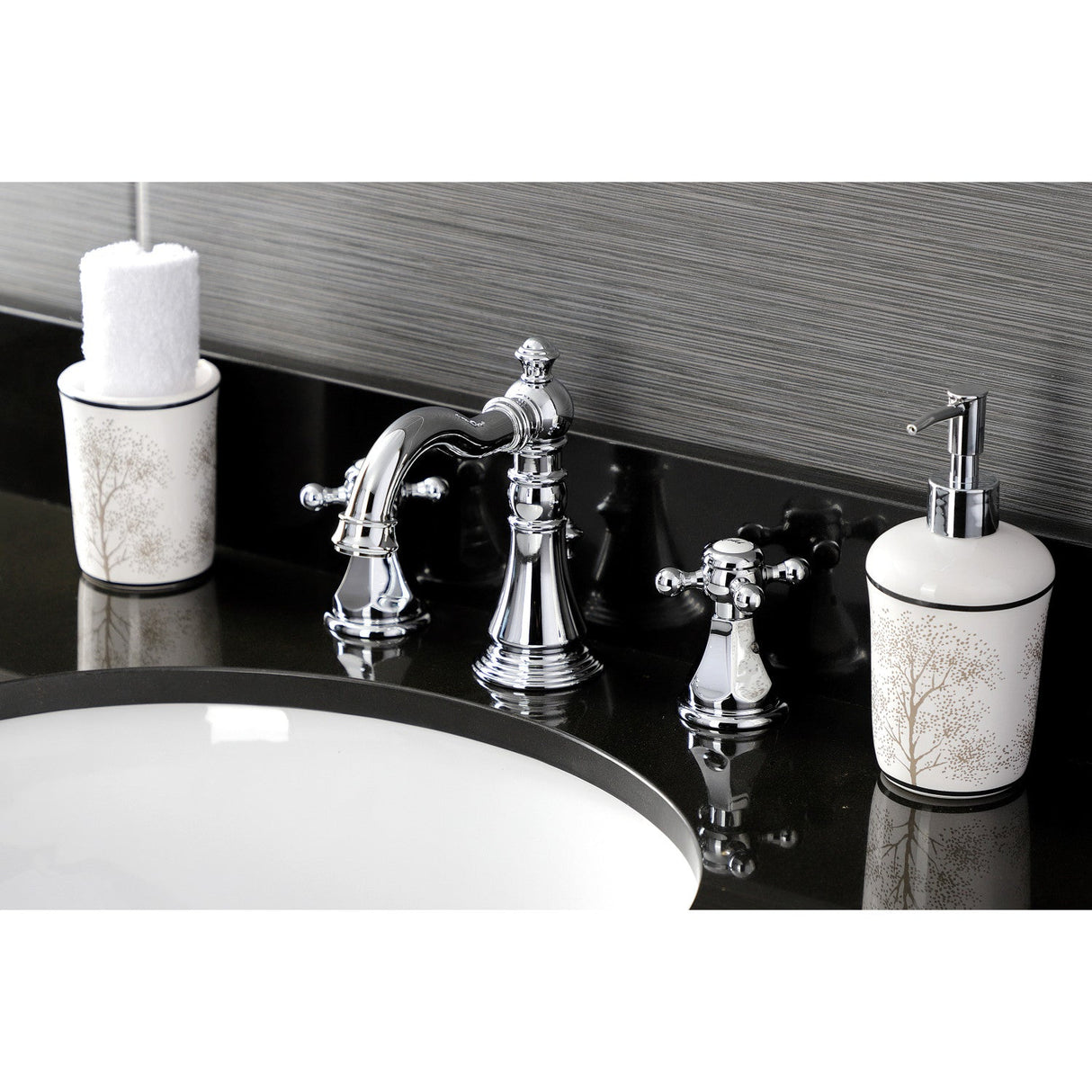 Metropolitan FSC1971BX Two-Handle 3-Hole Deck Mount Widespread Bathroom Faucet with Pop-Up Drain, Polished Chrome