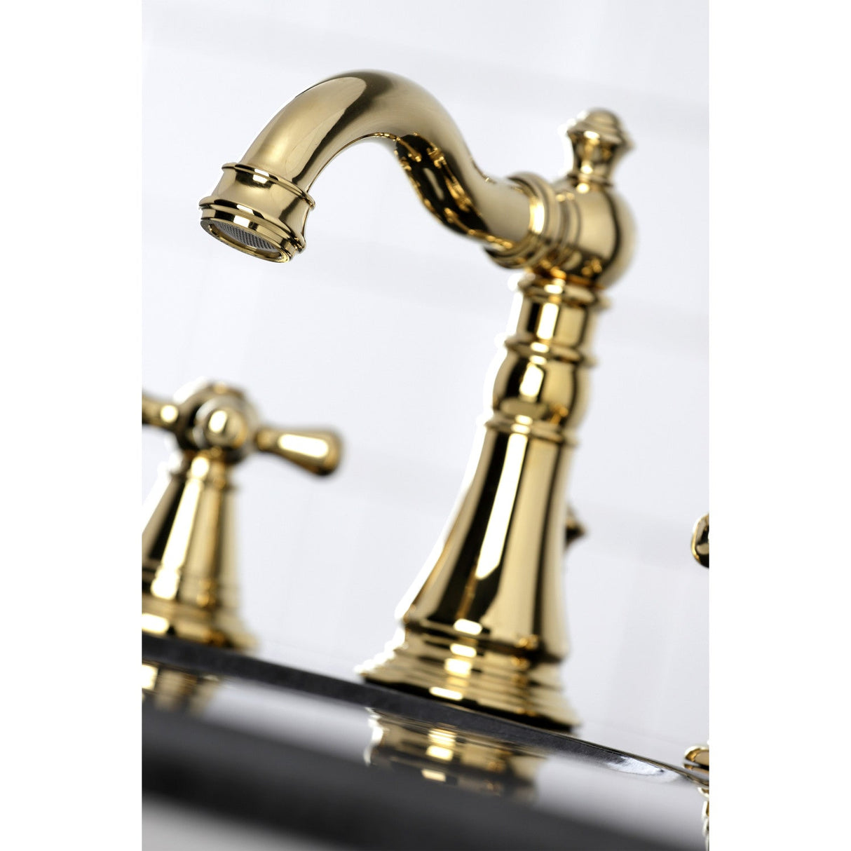 American Classic FSC1972AAX Two-Handle 3-Hole Deck Mount Widespread Bathroom Faucet with Pop-Up Drain, Polished Brass