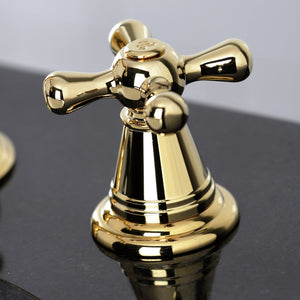 American Classic FSC1972AAX Two-Handle 3-Hole Deck Mount Widespread Bathroom Faucet with Pop-Up Drain, Polished Brass