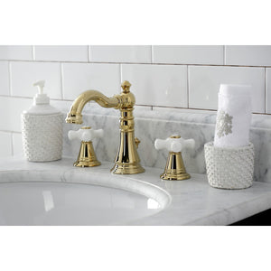 American Classic FSC1972APX Two-Handle 3-Hole Deck Mount Widespread Bathroom Faucet with Pop-Up Drain, Polished Brass