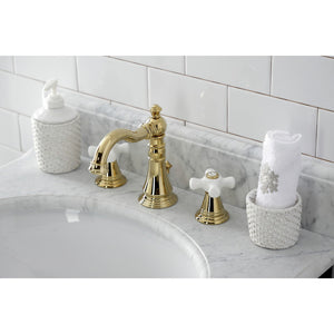 American Classic FSC1972APX Two-Handle 3-Hole Deck Mount Widespread Bathroom Faucet with Pop-Up Drain, Polished Brass