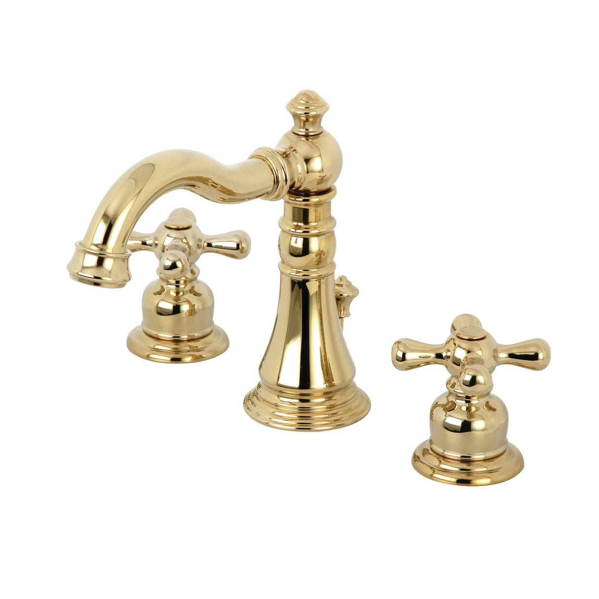 American Classic FSC1972AX Two-Handle 3-Hole Deck Mount Widespread Bathroom Faucet with Pop-Up Drain, Polished Brass