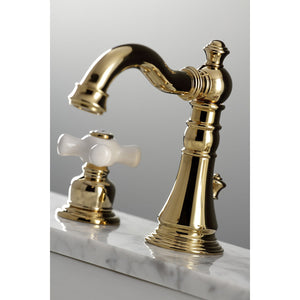 American Classic FSC1972PX Two-Handle 3-Hole Deck Mount Widespread Bathroom Faucet with Pop-Up Drain, Polished Brass