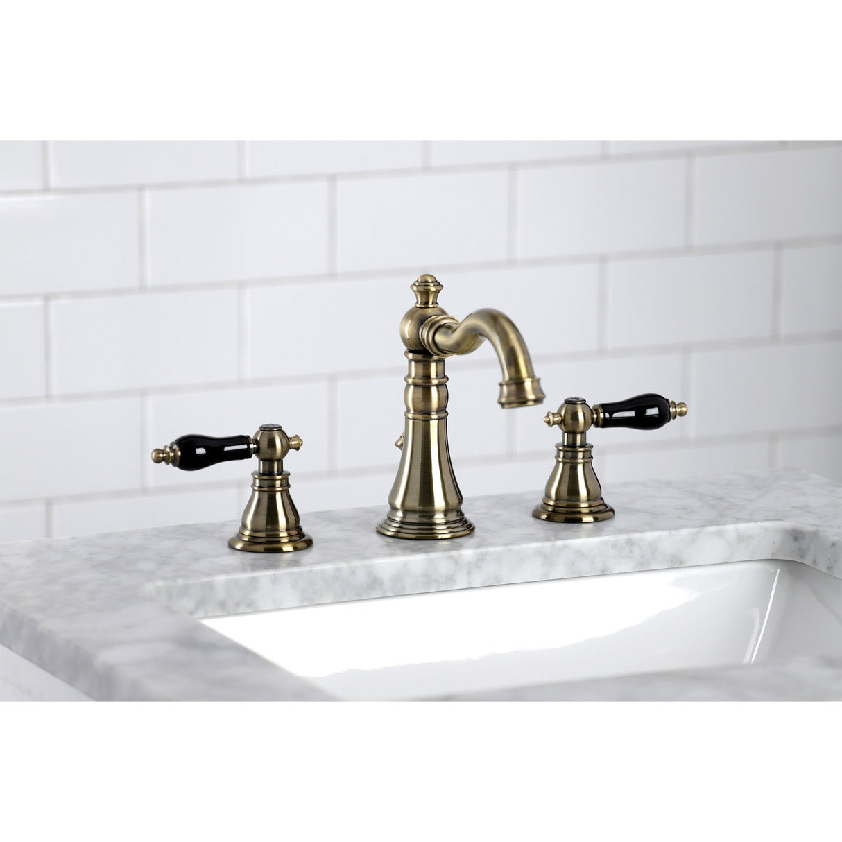 Duchess FSC19733AKL Two-Handle 3-Hole Deck Mount Widespread Bathroom Faucet with Brass Pop-Up, Antique Brass