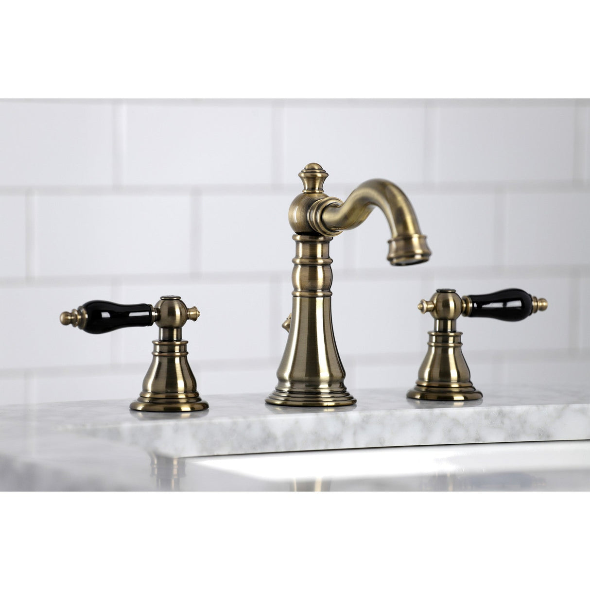 Duchess FSC19733AKL Two-Handle 3-Hole Deck Mount Widespread Bathroom Faucet with Brass Pop-Up, Antique Brass