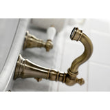 American Patriot FSC19733APL Two-Handle 3-Hole Deck Mount Widespread Bathroom Faucet with Brass Pop-Up, Antique Brass