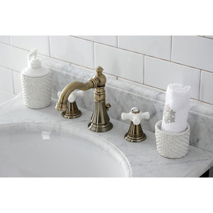 American Classic FSC19733APX Two-Handle 3-Hole Deck Mount Widespread Bathroom Faucet with Brass Pop-Up, Antique Brass