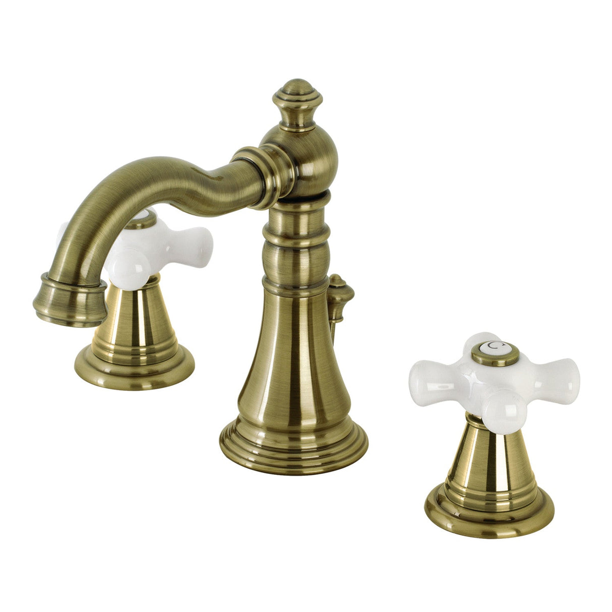 American Classic FSC19733APX Two-Handle 3-Hole Deck Mount Widespread Bathroom Faucet with Brass Pop-Up, Antique Brass