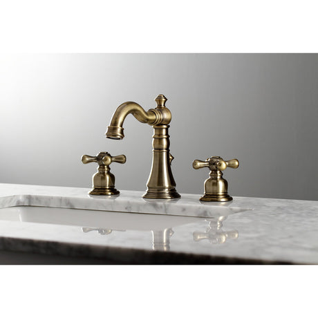 American Classic FSC19733AX Two-Handle 3-Hole Deck Mount Widespread Bathroom Faucet with Brass Pop-Up, Antique Brass