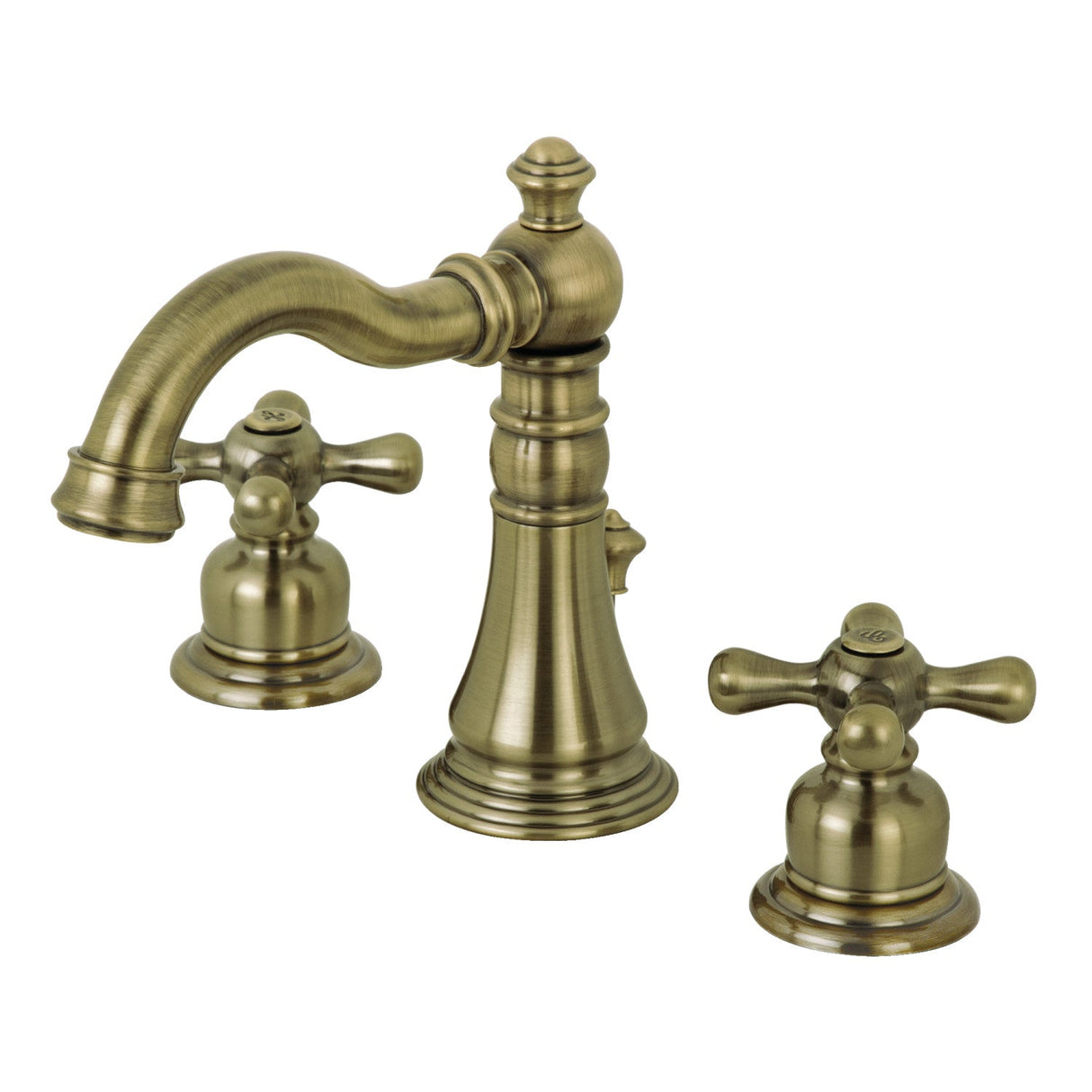 American Classic FSC19733AX Two-Handle 3-Hole Deck Mount Widespread Bathroom Faucet with Brass Pop-Up, Antique Brass