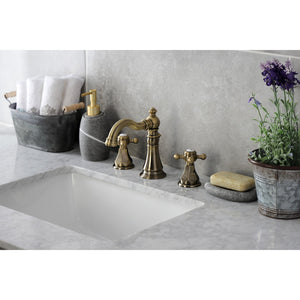 Metropolitan FSC19733BX Two-Handle 3-Hole Deck Mount Widespread Bathroom Faucet with Brass Pop-Up, Antique Brass