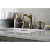 Metropolitan FSC19733BX Two-Handle 3-Hole Deck Mount Widespread Bathroom Faucet with Brass Pop-Up, Antique Brass