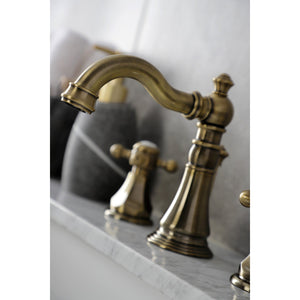 Metropolitan FSC19733BX Two-Handle 3-Hole Deck Mount Widespread Bathroom Faucet with Brass Pop-Up, Antique Brass