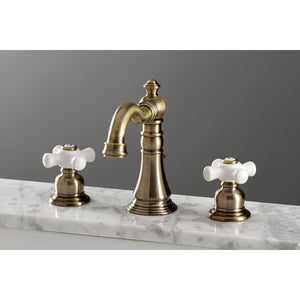 American Classic FSC19733PX Two-Handle 3-Hole Deck Mount Widespread Bathroom Faucet with Brass Pop-Up, Antique Brass
