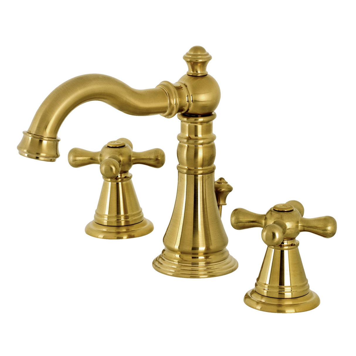 American Classic FSC1973AAX Two-Handle 3-Hole Deck Mount Widespread Bathroom Faucet with Brass Pop-Up, Brushed Brass