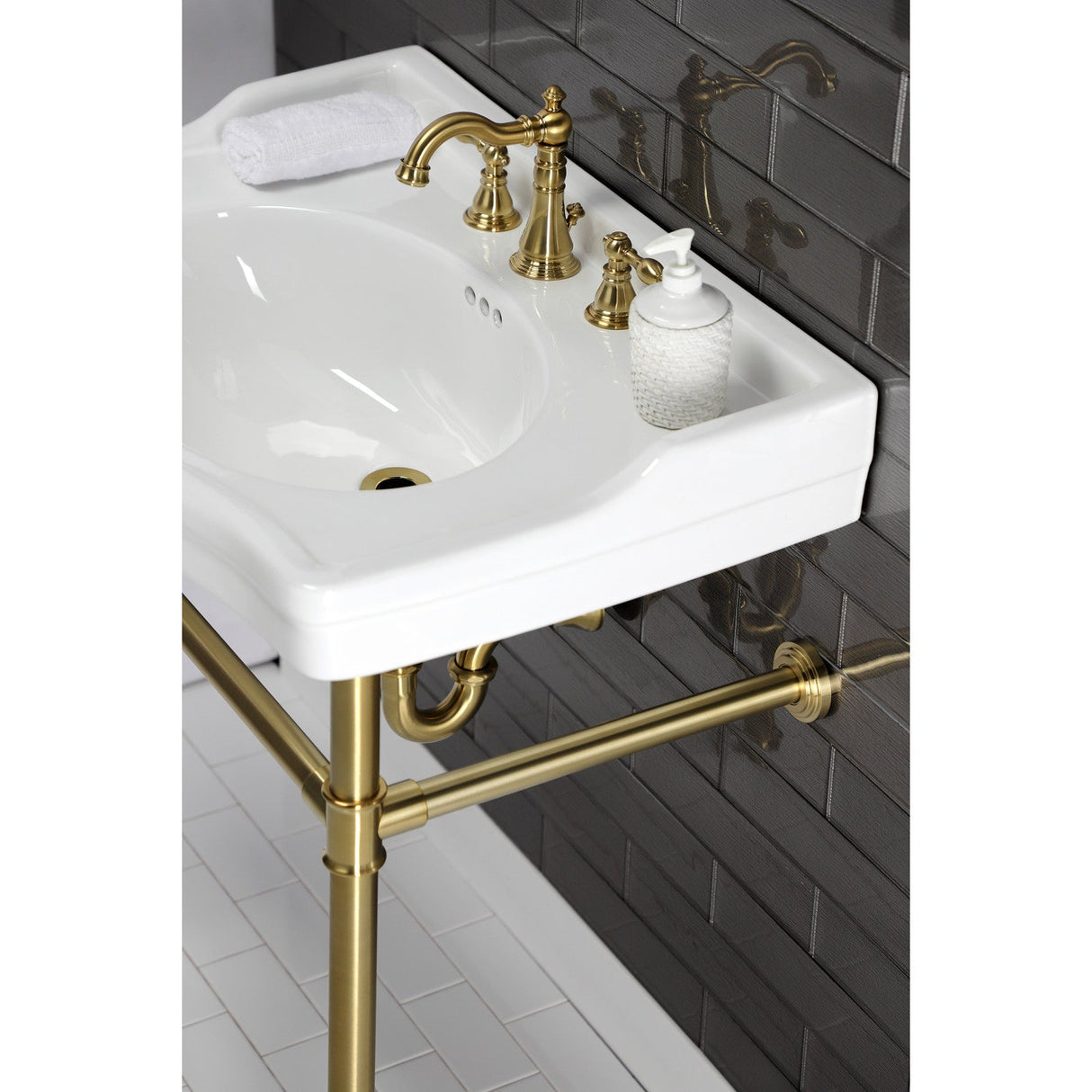 American Classic FSC1973ACL Two-Handle 3-Hole Deck Mount Widespread Bathroom Faucet with Brass Pop-Up, Brushed Brass