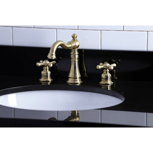 American Classic FSC1973AX Two-Handle 3-Hole Deck Mount Widespread Bathroom Faucet with Brass Pop-Up, Brushed Brass