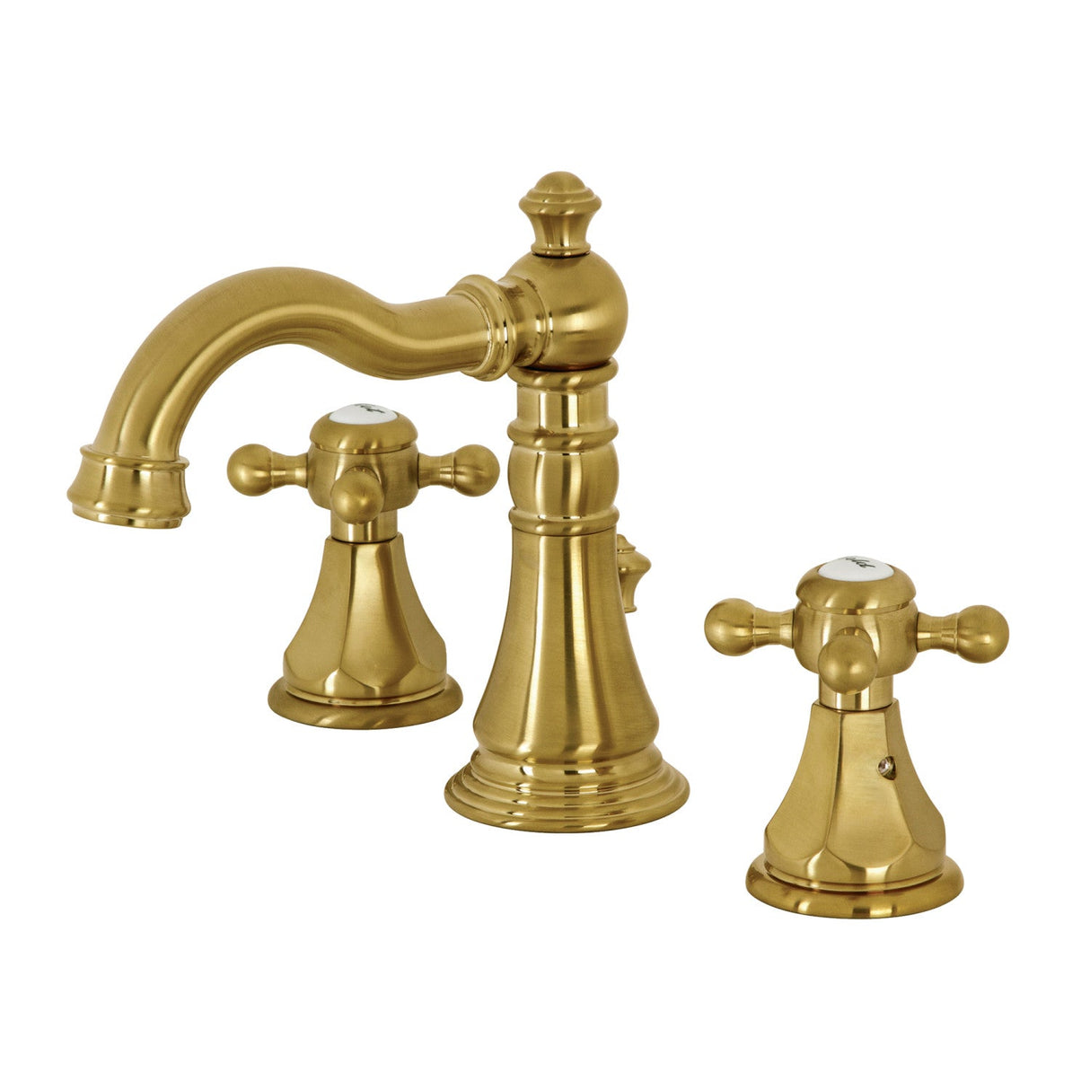 Metropolitan FSC1973BX Two-Handle 3-Hole Deck Mount Widespread Bathroom Faucet with Brass Pop-Up, Brushed Brass