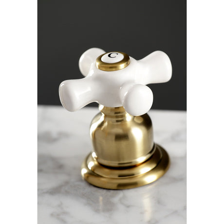 American Classic FSC1973PX Two-Handle 3-Hole Deck Mount Widespread Bathroom Faucet with Brass Pop-Up, Brushed Brass