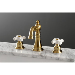American Classic FSC1973PX Two-Handle 3-Hole Deck Mount Widespread Bathroom Faucet with Brass Pop-Up, Brushed Brass