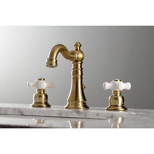American Classic FSC1973PX Two-Handle 3-Hole Deck Mount Widespread Bathroom Faucet with Brass Pop-Up, Brushed Brass