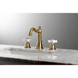 American Classic FSC1973PX Two-Handle 3-Hole Deck Mount Widespread Bathroom Faucet with Brass Pop-Up, Brushed Brass