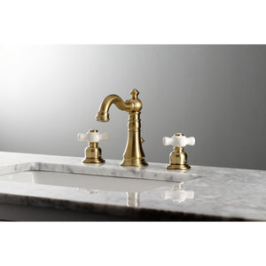 American Classic FSC1973PX Two-Handle 3-Hole Deck Mount Widespread Bathroom Faucet with Brass Pop-Up, Brushed Brass