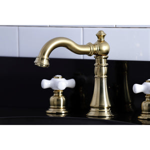 American Classic FSC1973PX Two-Handle 3-Hole Deck Mount Widespread Bathroom Faucet with Brass Pop-Up, Brushed Brass