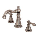 American Classic FSC1974ACL Two-Handle 3-Hole Deck Mount Widespread Bathroom Faucet with Brass Pop-Up, Black Stainless